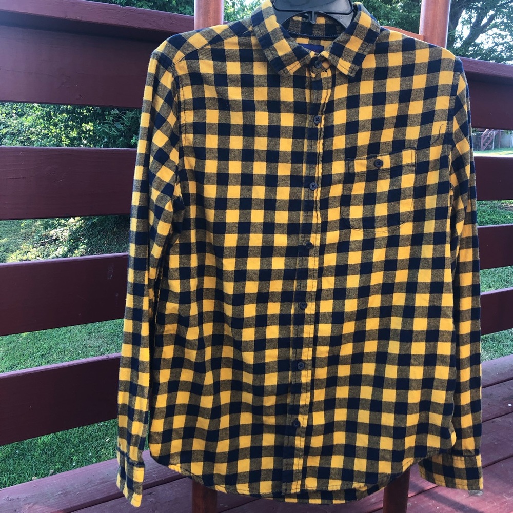 Yellow and Navy Flannel / Size S